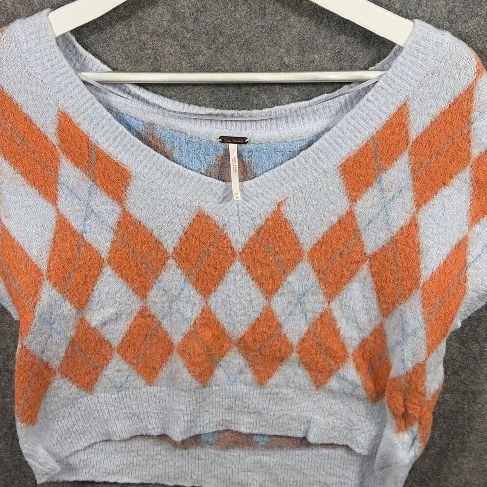 Free People Women's Through The Motions Sweater Vest Size XS Orange / Blue - Picture 3 of 7